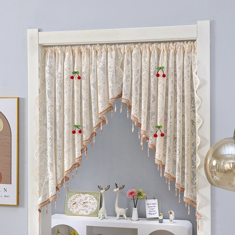 法式田园四季帘门帘半帘卧室遮丑装饰帘窗帘厨房弧形帘帘子挂帘