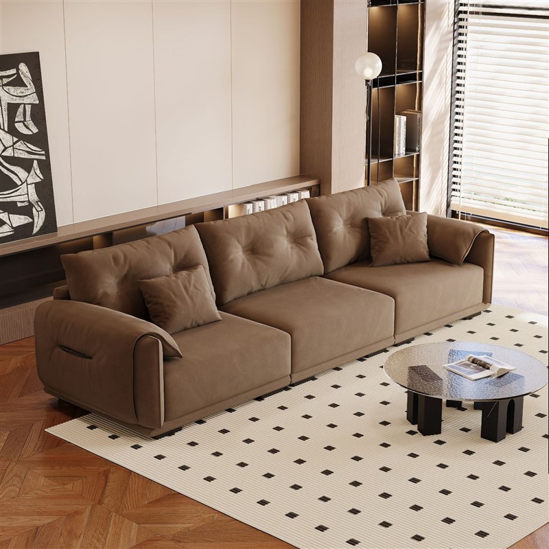 奶油风三人位布艺沙发家用现代简约客厅直排沙发轻奢公寓云朵沙发