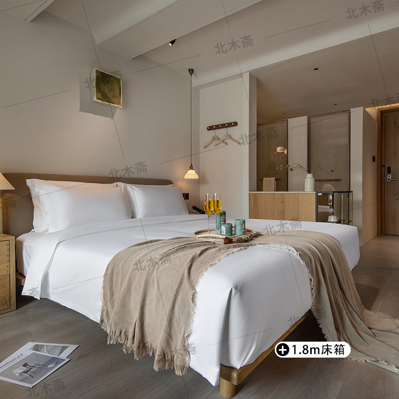 西子里酒店家具标间全套设计实木家具打造样板间旅馆床箱床头改造