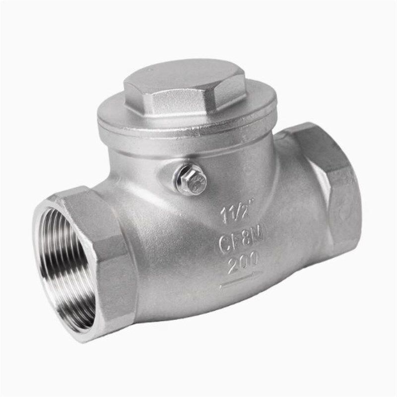 304不锈钢卧式止回阀H14W-16P内C螺纹丝扣旋启摇摆式单向阀4分DN1