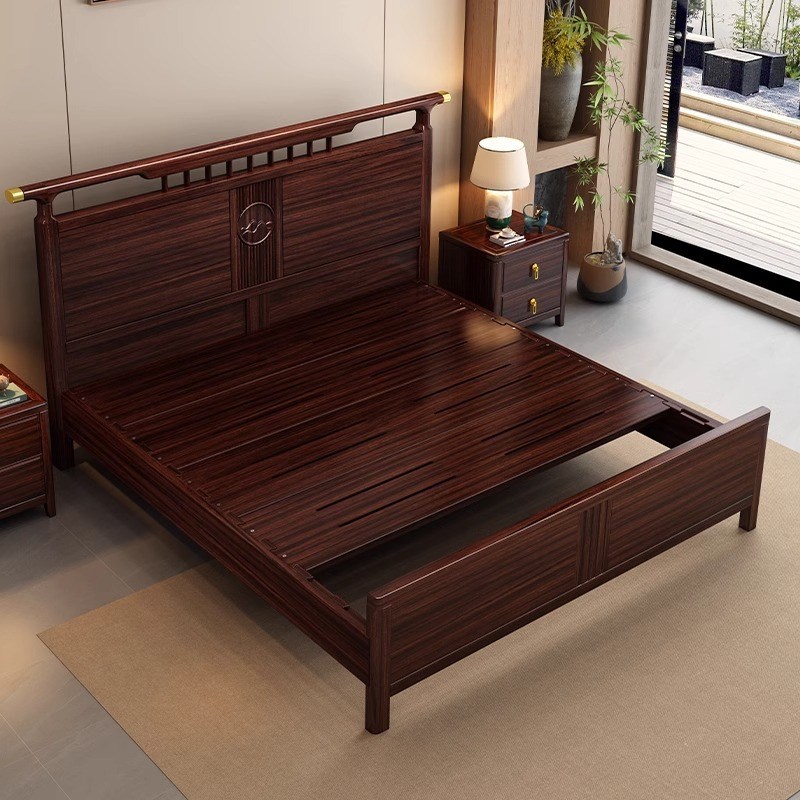 乌金木实木床新中式主卧轻奢静音储物高箱床现代简约双人次卧