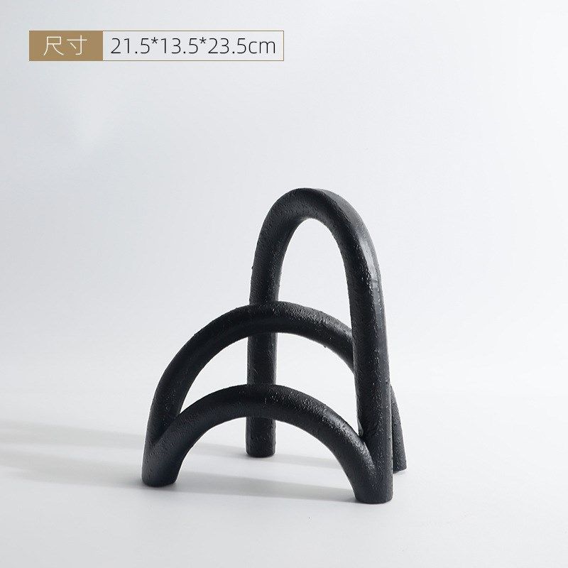 简约现代家居白色米白色树脂拱形屏风摆件客厅玄关电视柜书房饰品