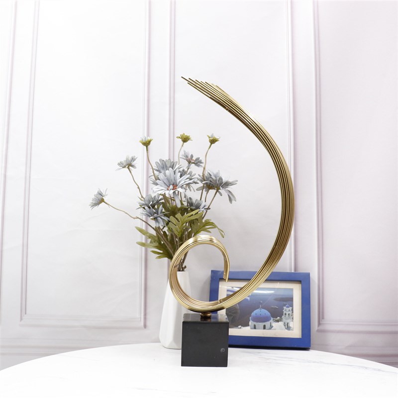 简约现代金属波浪造型装饰样板房客厅书房办公室桌面软装欧式摆件