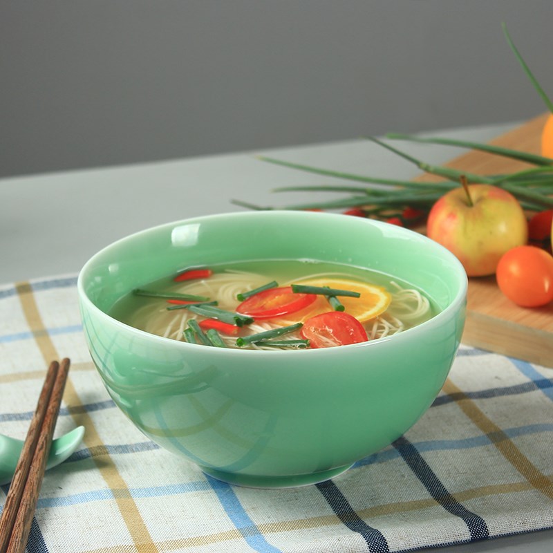 陶瓷素色面碗大号米饭碗 龙u泉青瓷家用餐具2-4人汤碗深碗圆口菜