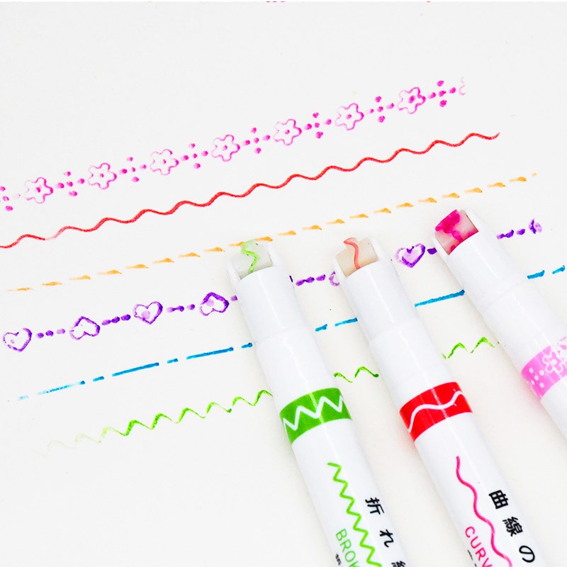 创意文具滚轮花边装饰笔u儿童手抄报荧光彩色笔手账笔波浪线笔
