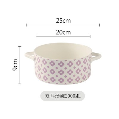 双耳汤碗大号家用日式吃面碗10英寸大容量盛汤大碗陶瓷汤盆