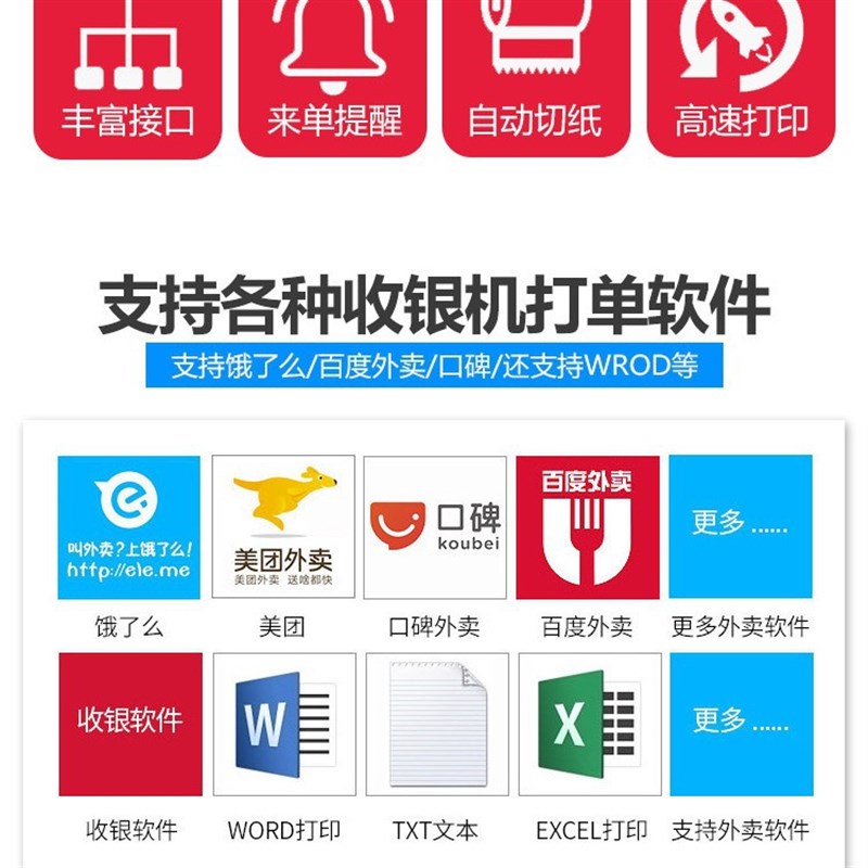 容大RP80III热敏打印收银小票出单打单机外卖后厨打餐饮自动切纸