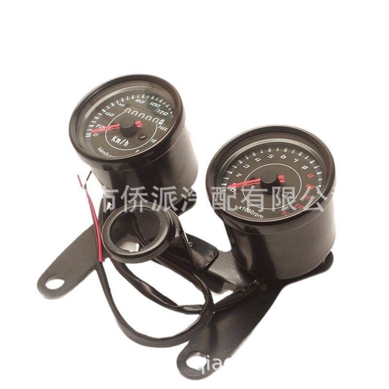 改装摩托车电子仪表里程表套装复古码表计速转数总成GN125转速表