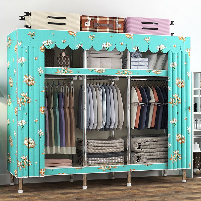 简易衣柜钢管加粗加固合金接口布衣柜简约经济型组装收纳整理衣橱