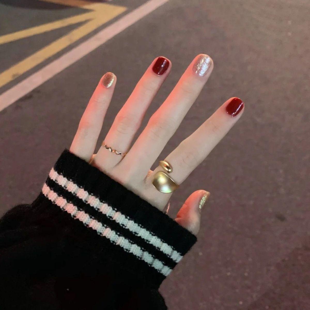 美甲油显白爆闪红色持久不掉色