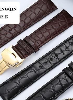 正钦手表带鳄鱼皮真皮男女士适用于卡西欧美度力洛克dw浪琴ck表带