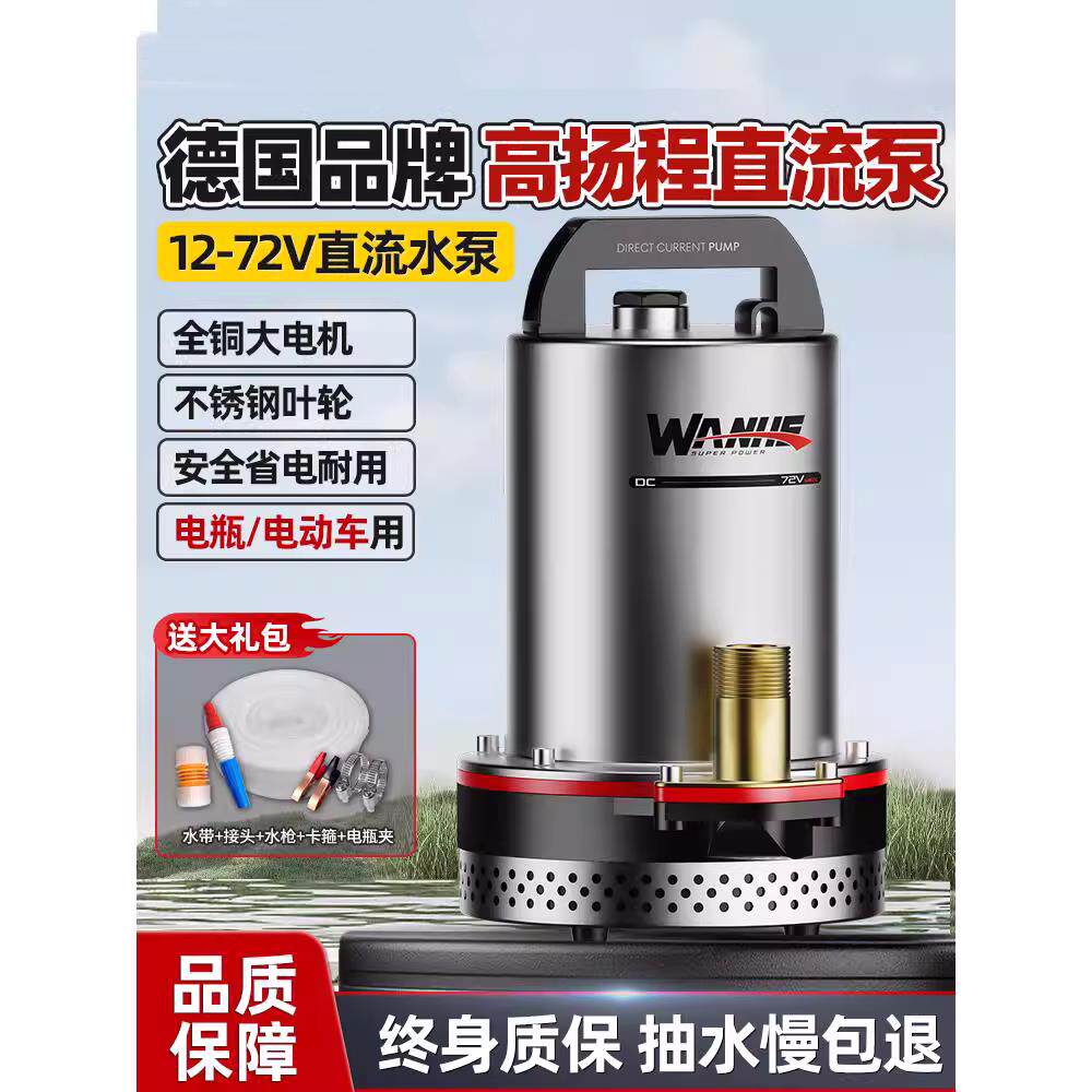 12v抽水泵72v电动车抽水泵电瓶车专用抽水泵农用直流潜水泵48v60v
