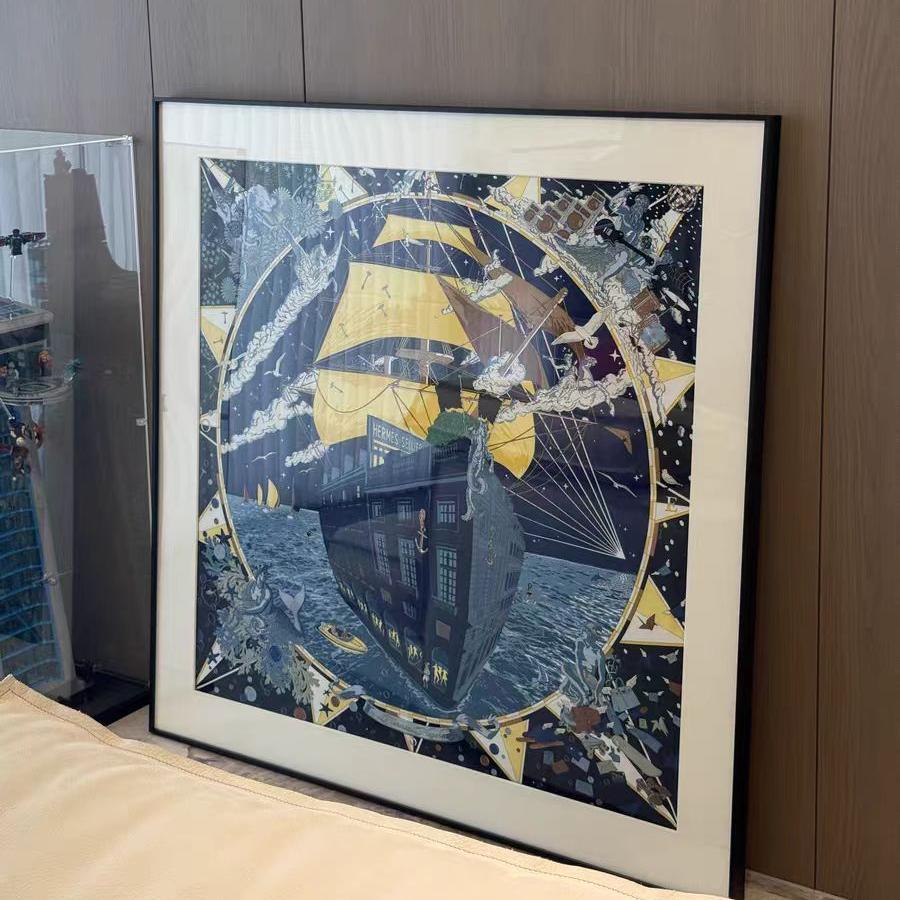 磁吸式丝巾裱框展示可客制化铝合金画框客厅装饰简约现代
