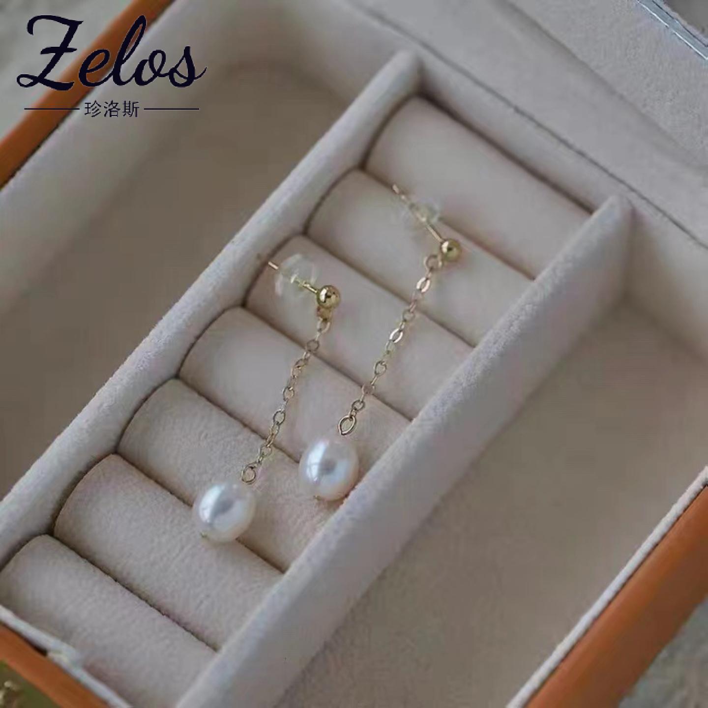 淡水珍珠长款耳线女s925银饰