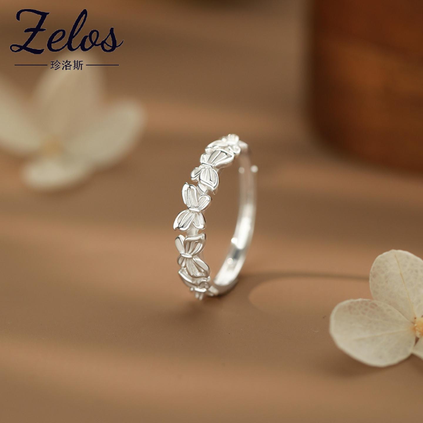 阿宝S999足银蝴蝶戒指时尚轻奢甜美显白简约韩风森系清新手饰