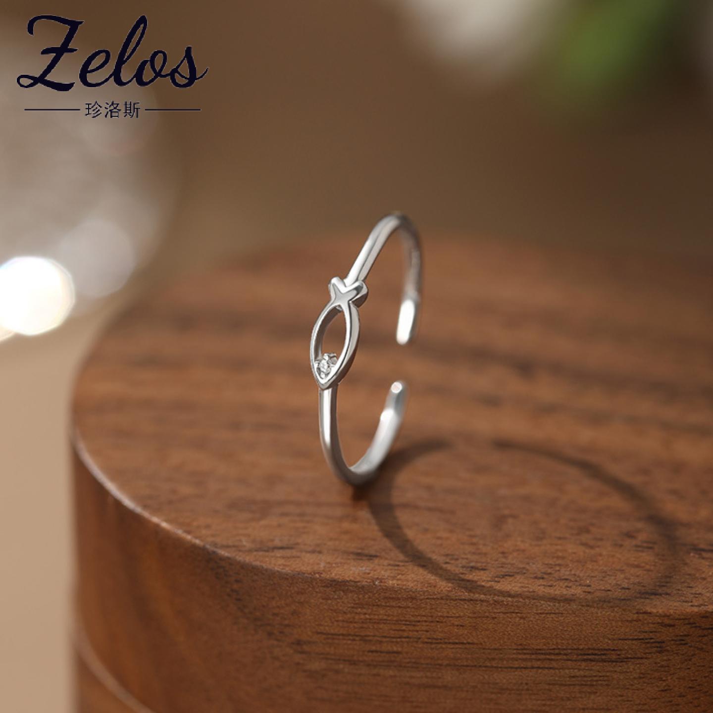 阿宝S999足银镂空小鱼戒指可爱小清新甜美淑女童趣优雅手饰