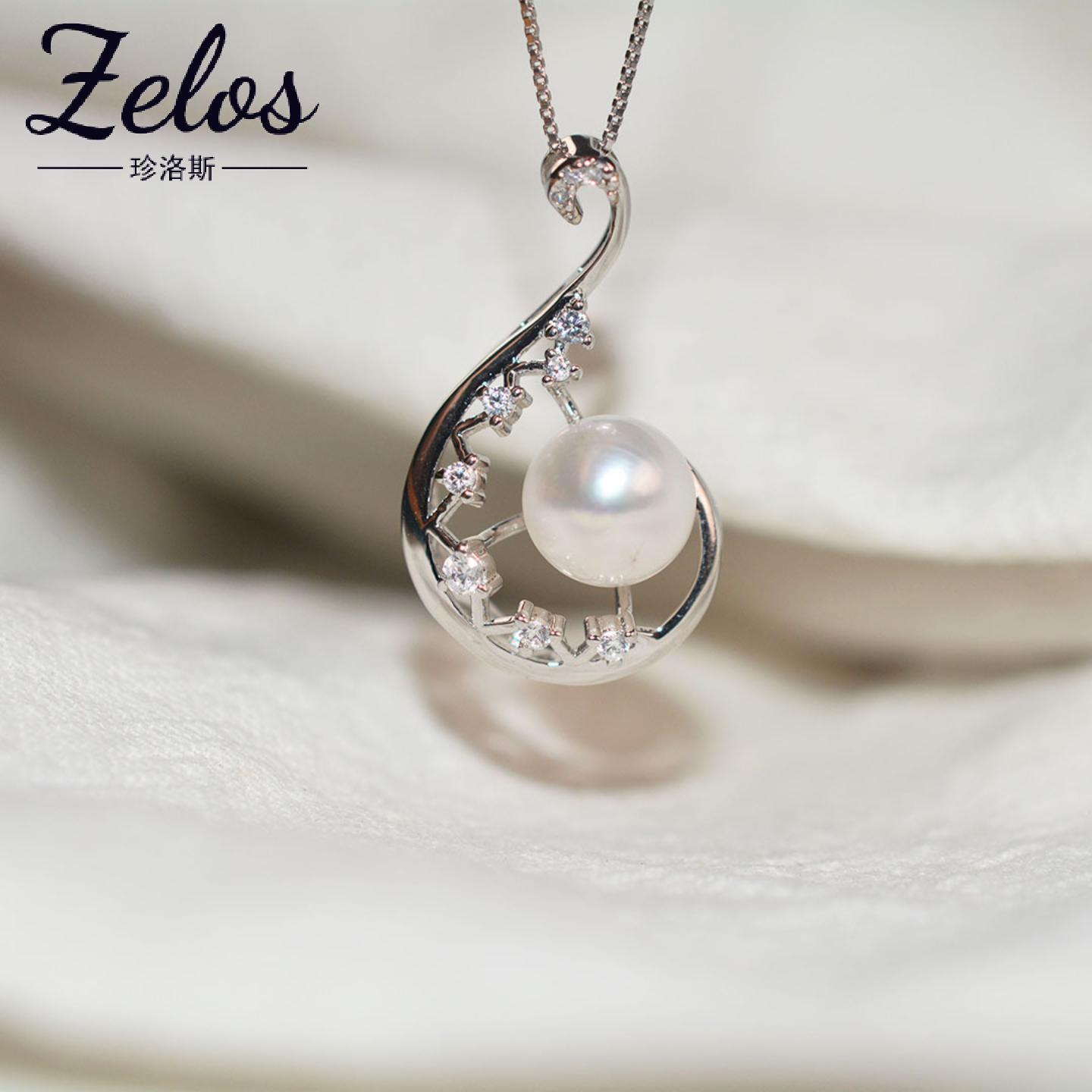 S925纯银新月款天然淡水珍珠吊坠项链女简约百搭轻奢高级感锁骨链