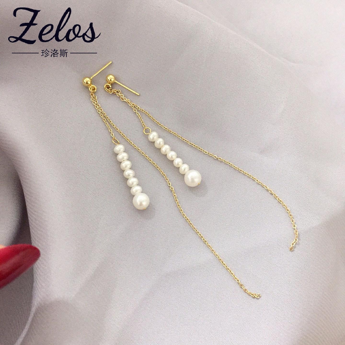 天然淡水珍珠流苏耳环女