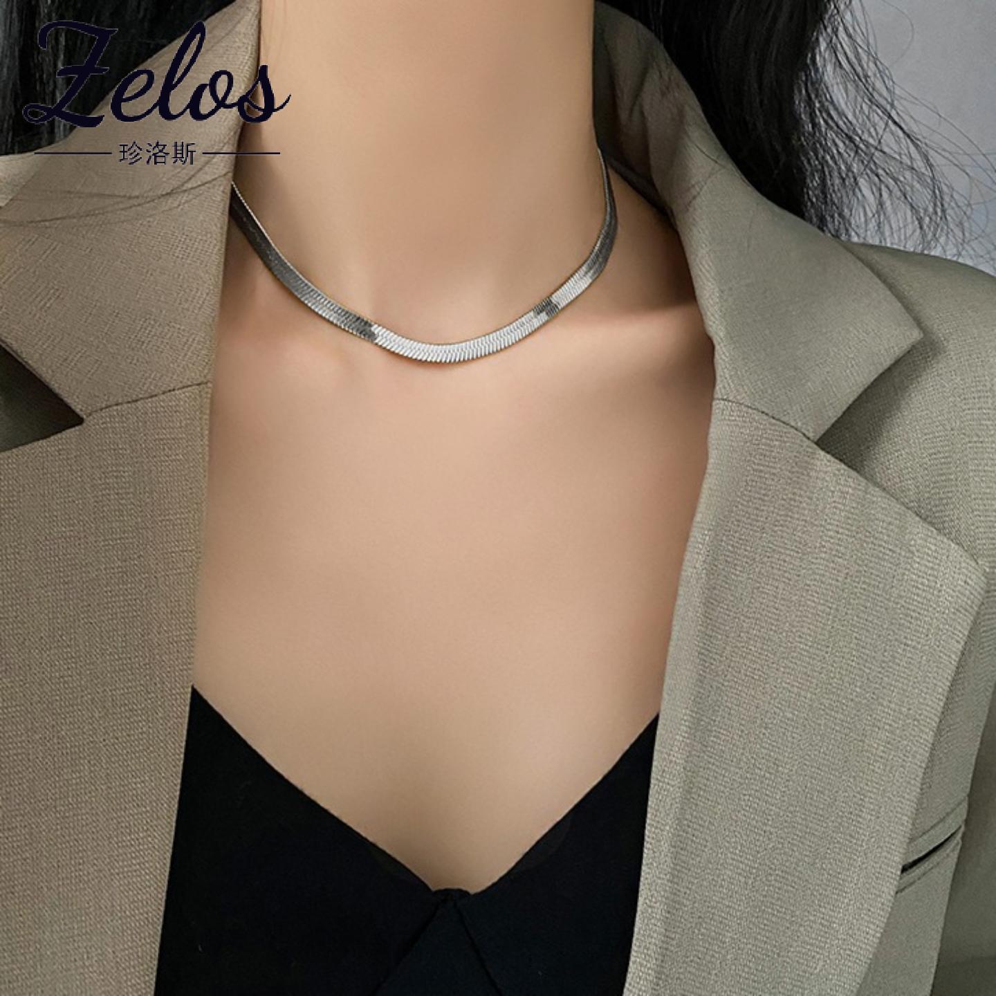 S925纯银蛇骨锁骨链女款