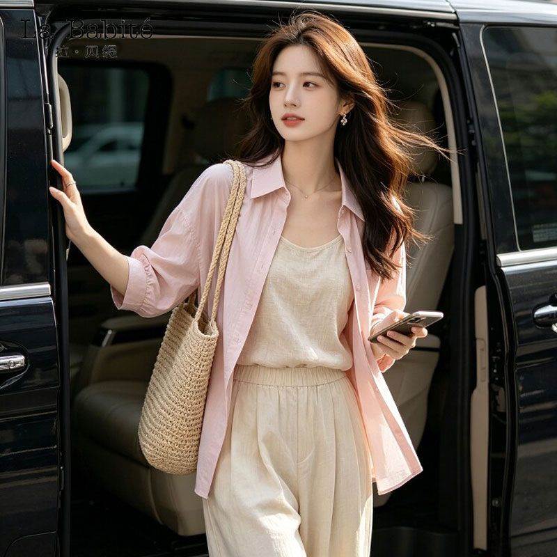 慵懒风韩系百搭七分袖开衫女夏季新款甜美清新防晒上衣