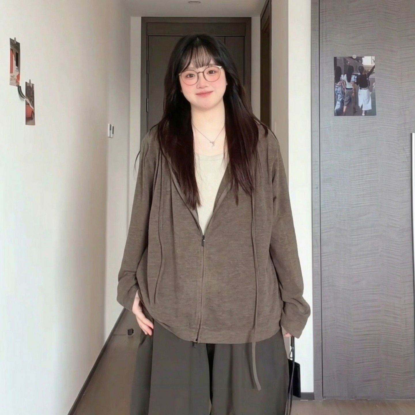 300斤大码女装慵懒风两件套连帽卫衣宽松显瘦百搭上衣