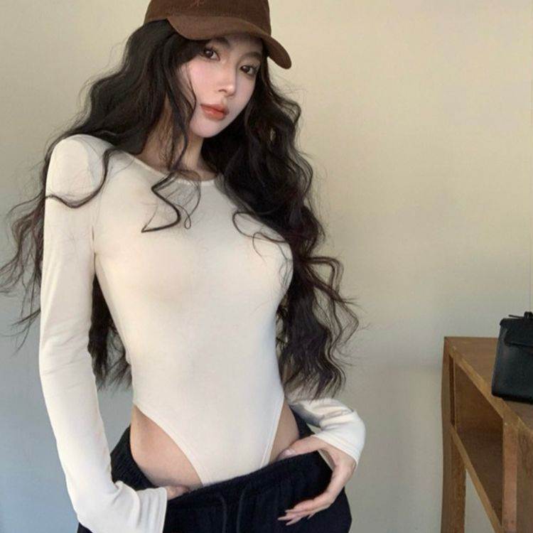 性感辣妹风长袖连体针织恤女装秋季新款气质修身显瘦打底衫上衣