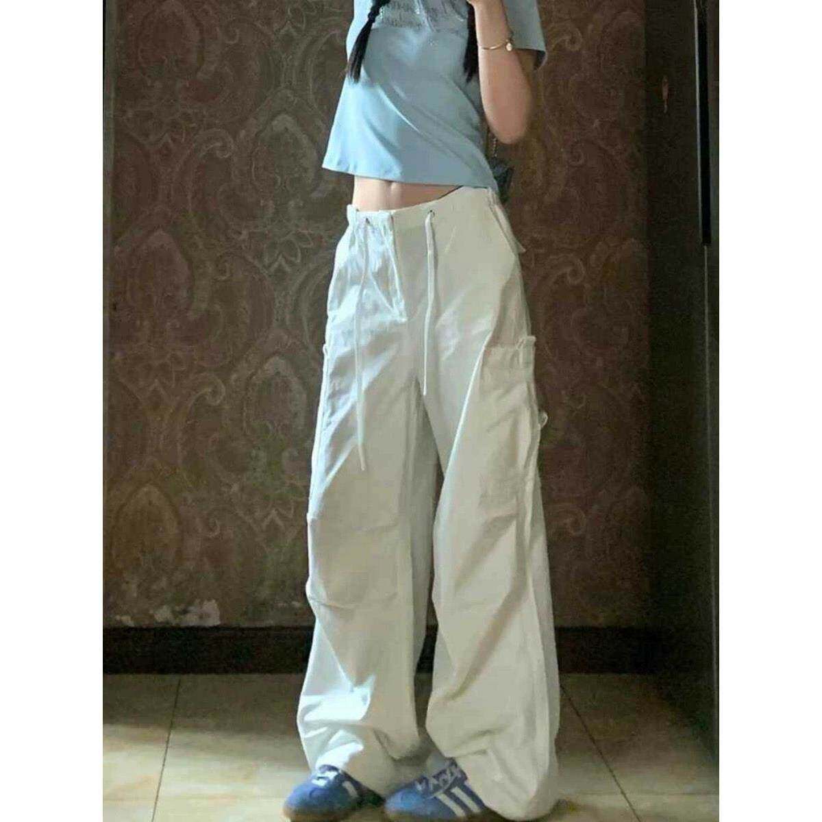 杏色工装裤美式2026街头秋季抽绳束脚新款宽松秋季高街休闲裤