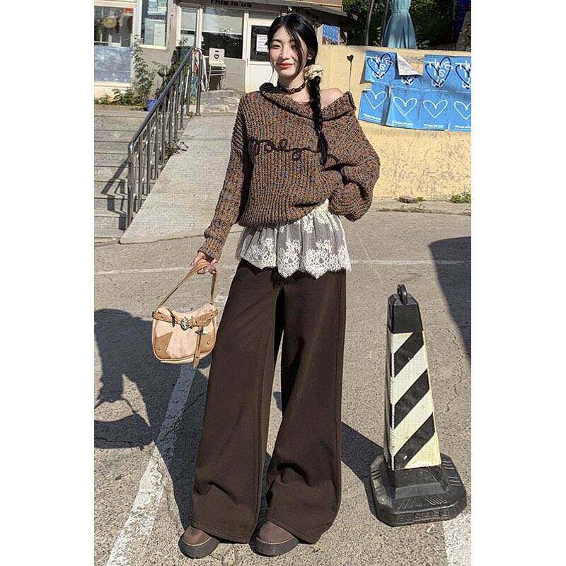 2026春夏爆款美拉德风高腰宽松百搭牛仔裤显瘦休闲慵懒阔腿裤