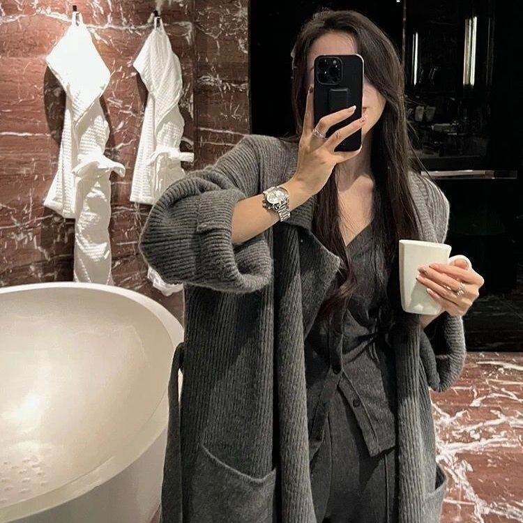 温柔风软糯中长款毛衣开衫女春夏慵懒风高级感超好看针织外套上衣