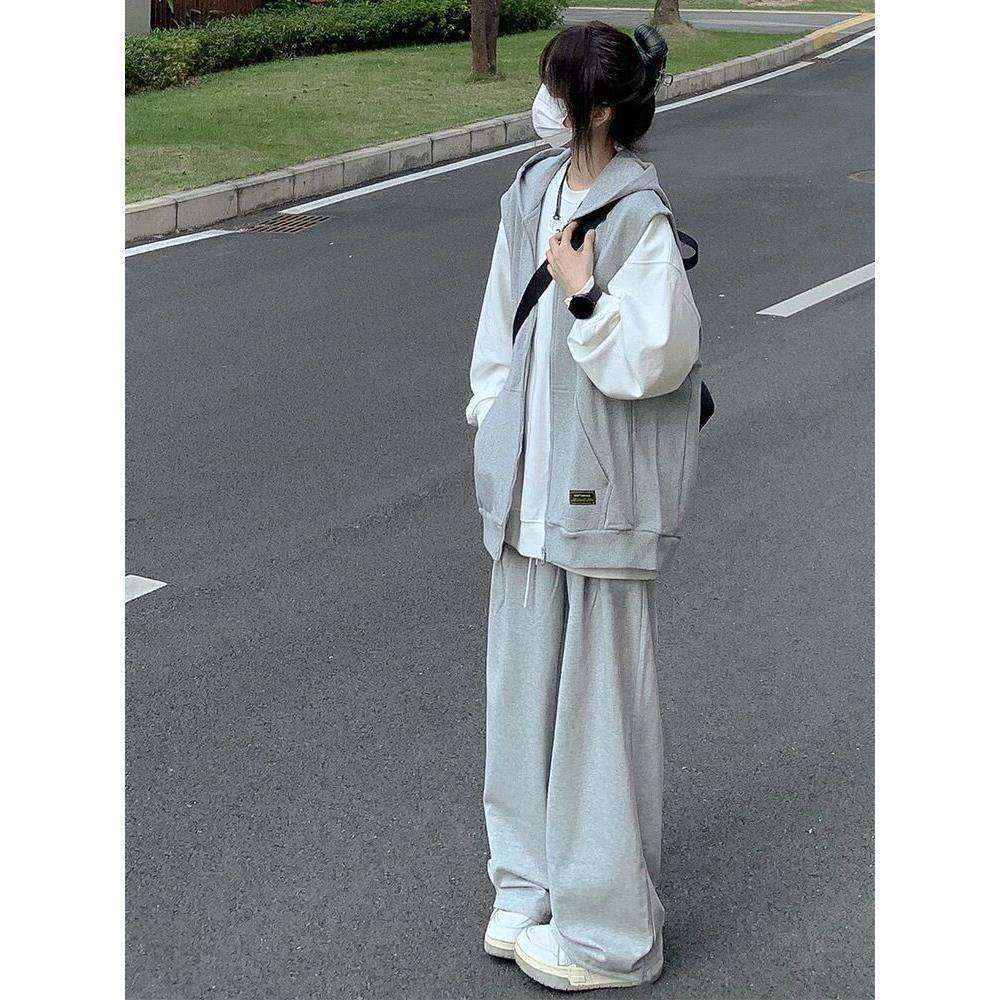 运动服套装女秋季潮学生韩版宽松时尚网红盐系卫衣休闲两件套