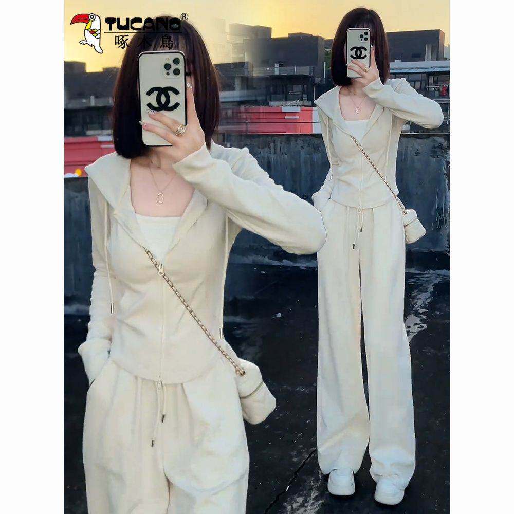 卫衣女春秋小个子穿搭运动服休闲套装季新款连帽卫衣阔腿裤两件套