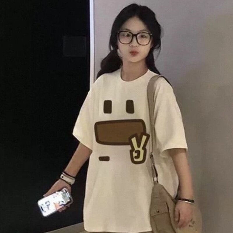 单/套装夏季女学生慵懒风宽松短袖t恤休闲阔腿裤子甜美穿搭两件套