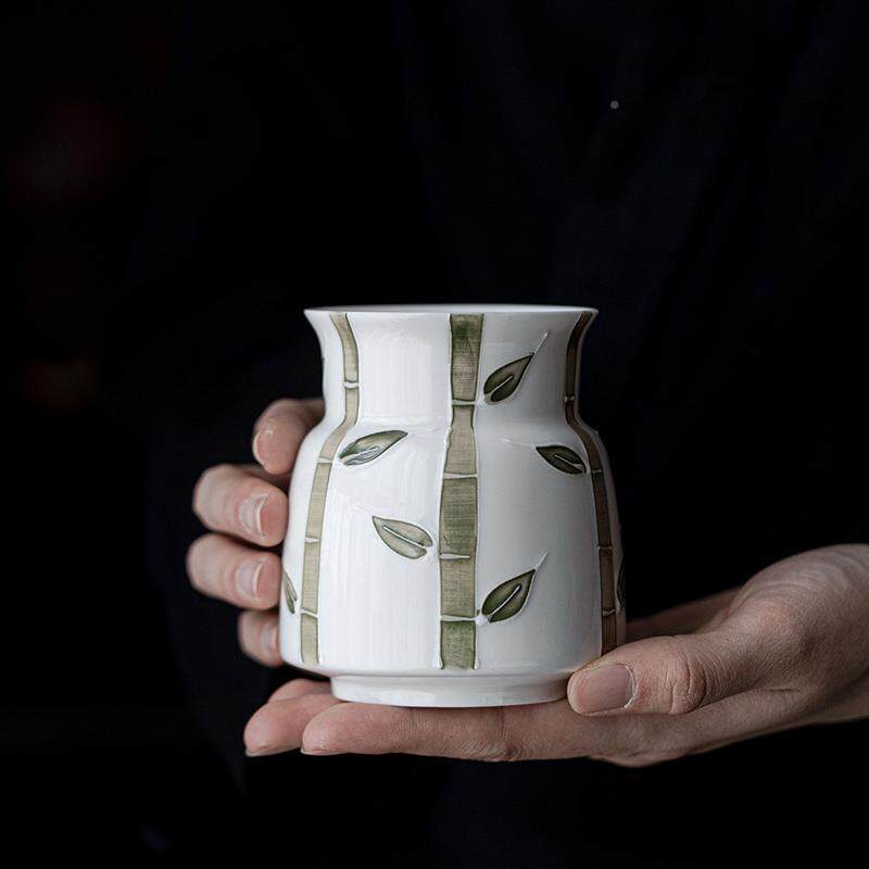 宜茶话手绘竹子道六君套装家茶用创子意摆件茶具配件黑檀木茶343