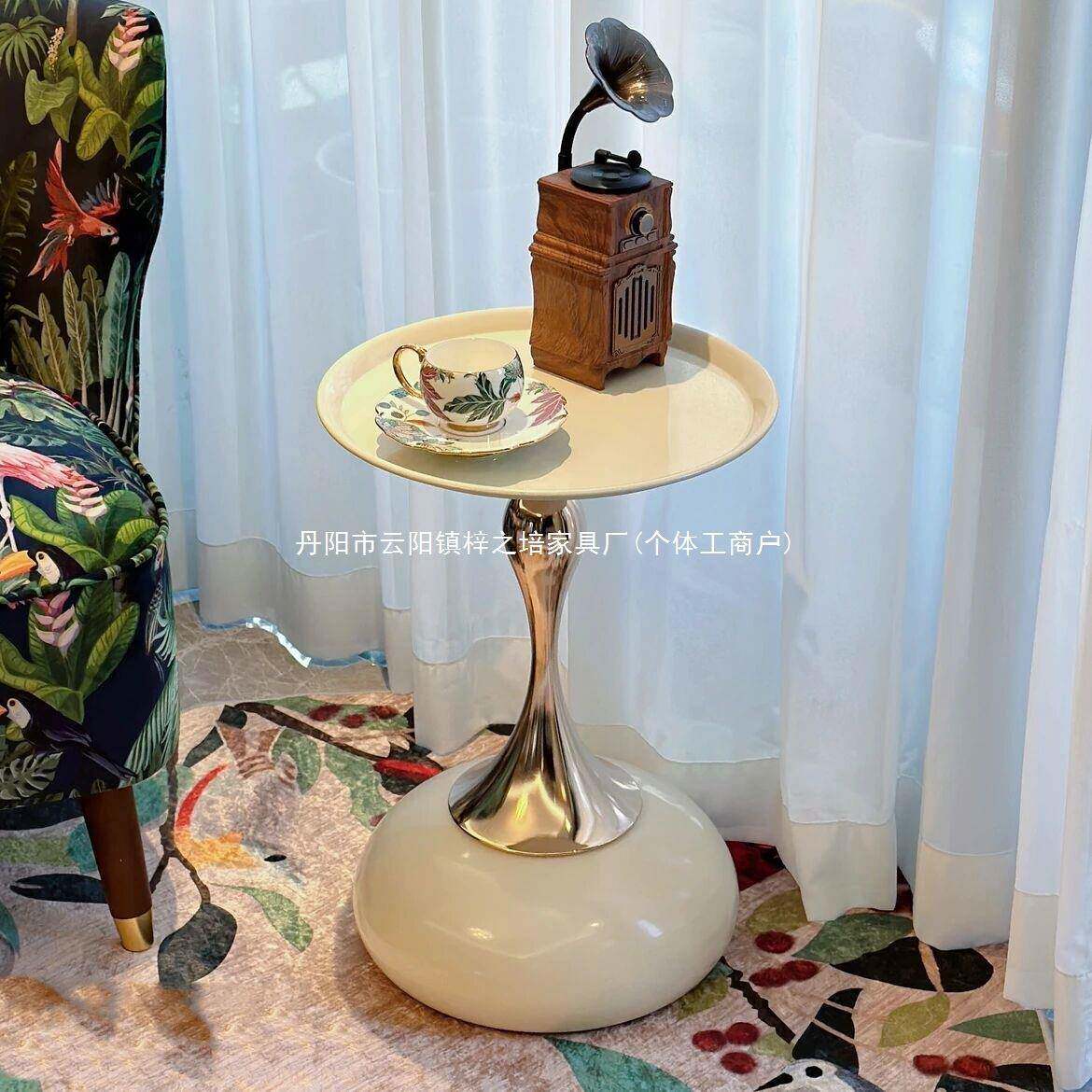 客厅沙发边柜侧柜茶阳台置物架简约创几意圆桌轻子小奢边几床咨询