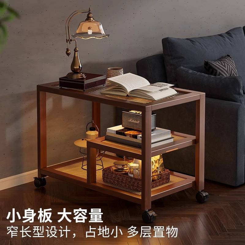 边几移动茶几小桌子客厅沙发侧边柜边桌卧室床头桌带轮推车置物架