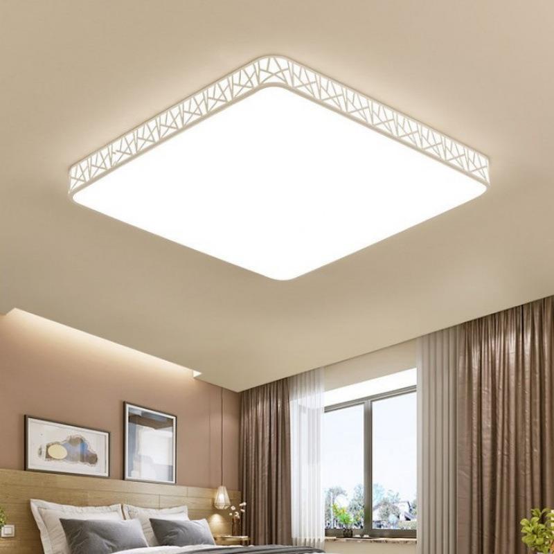 超薄方形顶灯现代简客约鸟巢卧长室灯大aKypByyH气厅灯铁艺书吸房