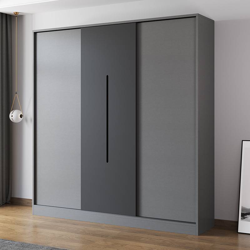 双开门一体式出租屋储物柜衣柜卧室简易实木小型现代简约灰色耐用