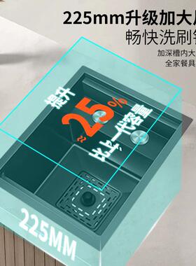 吧台迷你小水槽缓米降式厨房藏水槽不锈钢岛XTH台纳黑色小户型隐