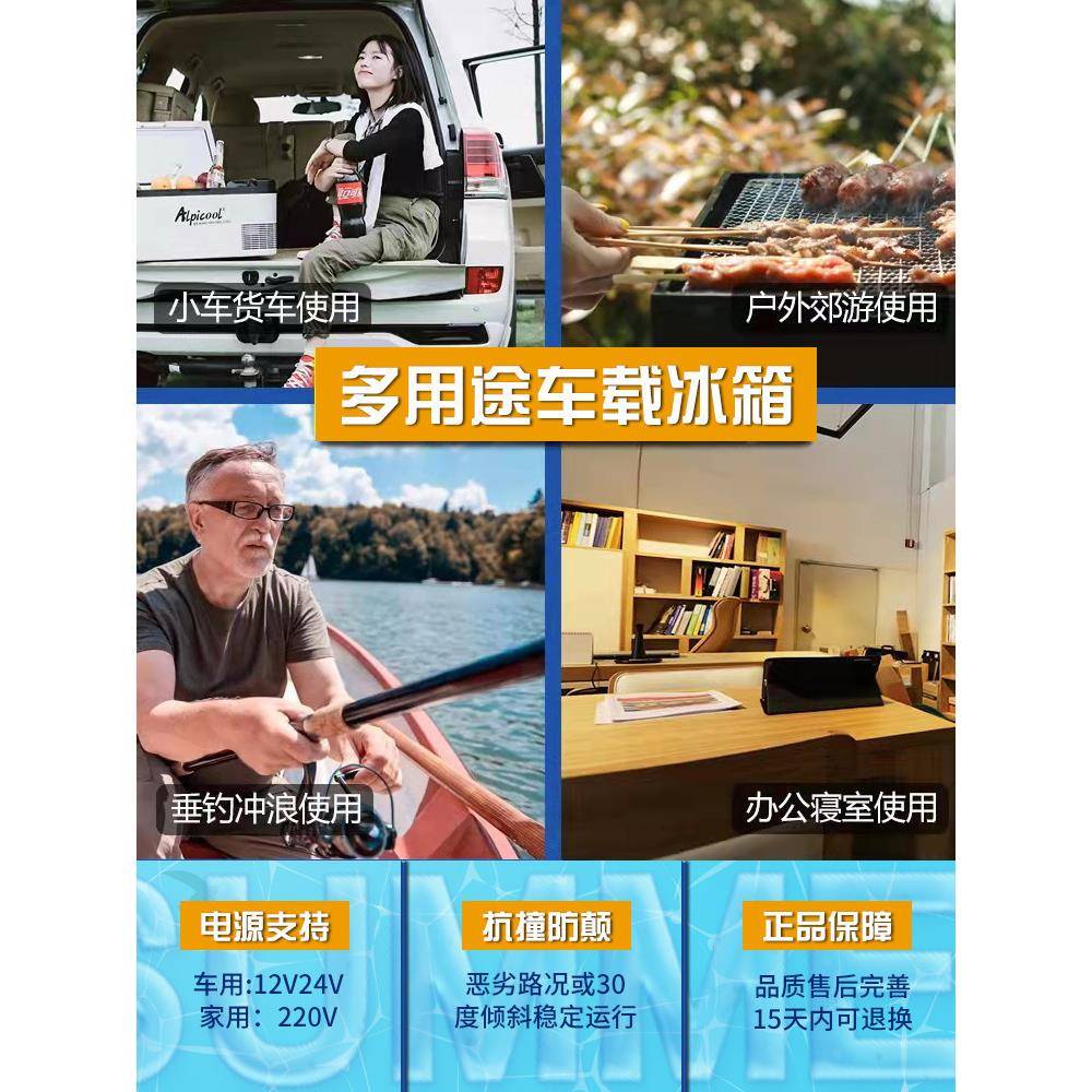 冰虎车载冰箱412849v2v220用v车家两压缩机制冷车货车轿户外通用