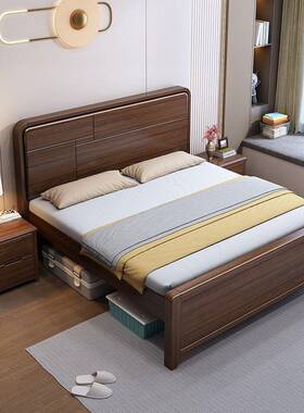 高脚床薄床头金实丝檀木木床离地0cm家用1大小户型ACMm35老5人硬