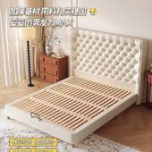 扣储高床头拉床大法气式 复古主卧床现代轻奢OVS软床物黑色床