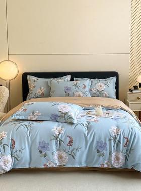 性80单支大版活印花四件套棉全棉CKT床单被罩被套纯床笠学生人三