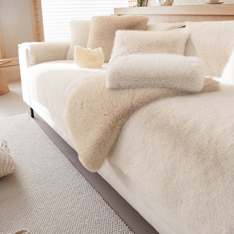 沙发垫冬季新款2023加厚貂毛绒防E滑坐垫皮沙发套罩防尘全盖盖巾