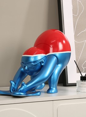 游泳树脂潮玩摆件简约客厅样板房概I念儿童房雕塑装饰工艺品