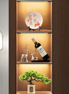 中式客厅酒柜电视l柜装饰摆件高端大气乔迁之喜新居搬家新房装饰