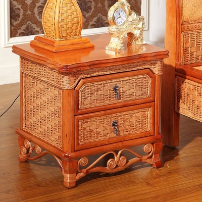 纳雅斯藤床头柜 藤木床头柜 实木床G头柜 藤编藤艺床头柜 真藤