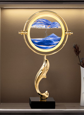 轻奢流沙画d创意摆件高档大气客厅玄关办公室高级感装饰品沙漏摆