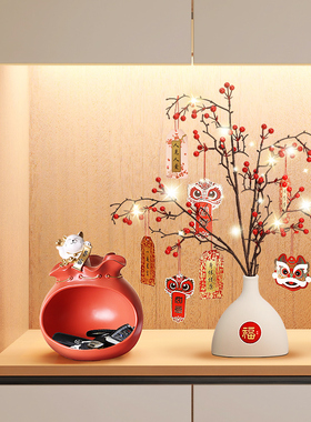 发财果乔迁之厅玄关电视柜摆件新年桶装S饰搬家入宅礼物