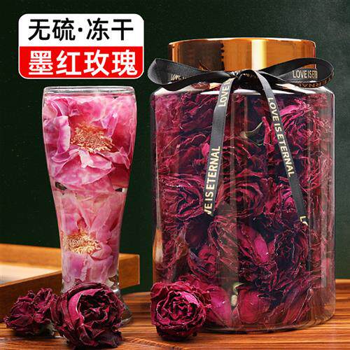 云南冻干墨红冻干玫瑰玫瑰花茶大朵官方经营店花冠黑红玖瑰玫瑰花