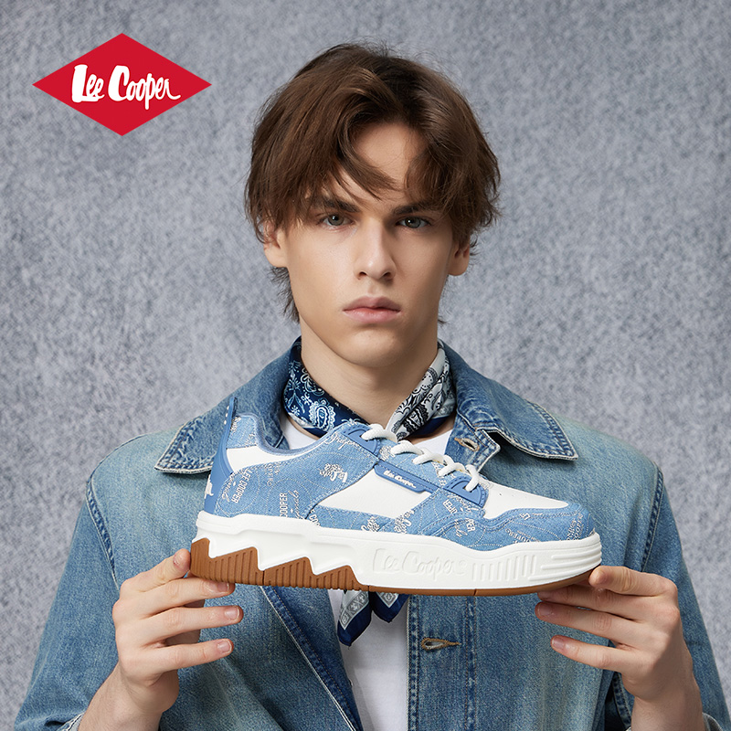 【孟子义代言品牌】Lee Cooper牛仔板鞋男秋冬新款运动厚底休闲鞋